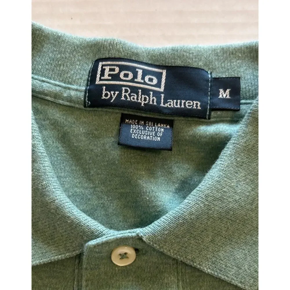 Ralph Lauren Polo‎ Shirt Adult Medium Green Purple Pony Soft Golf Casual Mens